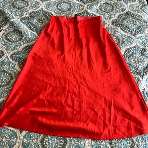 Express red silk midi skirt